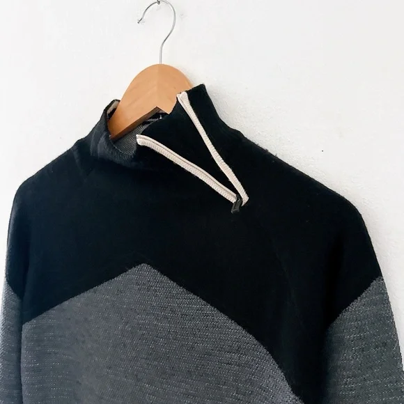 SmartWool Merino Wool Ski Sweater Cabincore Funnel Neck Large Black - Picture 5 of 12